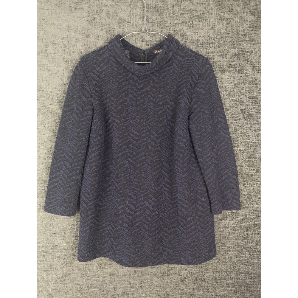 J. Mclaughlin Sweater Womens M Blue Black Pullover Cowl Neck‎ Textured